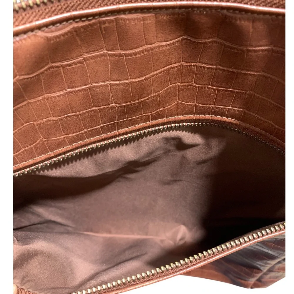 Freshly Picked Brown‎ Croc Embossed Vegan Leather Classic Diaper Bag Backpack